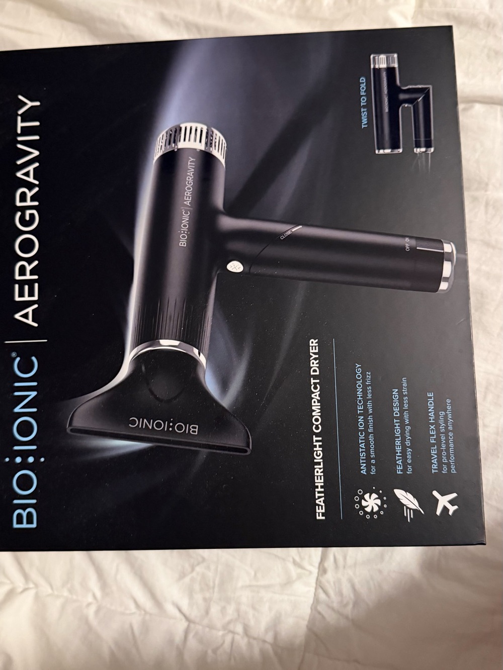 BIO:IONIC Black Featherlight Compact Hair Dryer